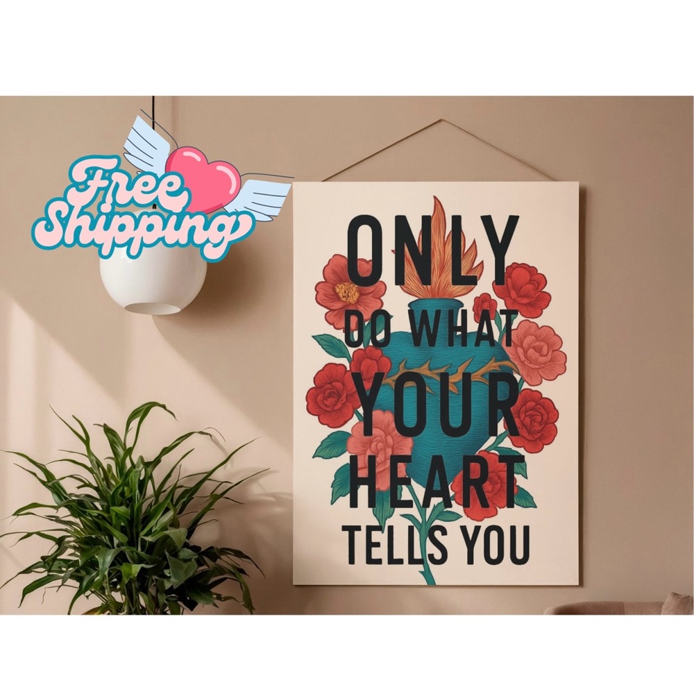 Inspirational Floral Wall Art - Red and Blue